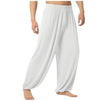 Muške sportske hlače povremene hlače labave hlače s trenirkama jogger plešući joga hlače bijelo l