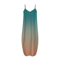 ; / Modna ženska opuštena ležerna ljetna haljina za plažu bez rukava s gradijentom bez leđa