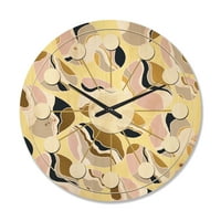 DesignArt 'Zlatni apstraktno kamenčiće iz sredine stoljeća moderni zidni sat