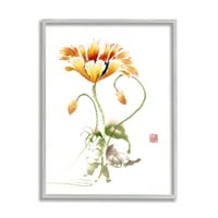 Stupell Industries jednostavne narančaste žute cvjetne cvjetove cvijeta ilustracija slika siva uokvirena umjetnička