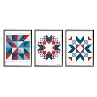 Dizajn geometrijskog trokutastog popluna u obliku okvira u crvenoj, bijeloj i plavoj boji, dizajn zidne umjetnosti