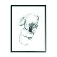 Stupell Industries Slatka Koala Baby Animal Neutral Sivi dizajn crteža Framed Wall Art by Daphne Polselli