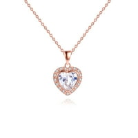 Peermont Peermont karata bijela kristalna ogrlica srca u 18k ružičasto zlato obloge