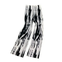 JPLZI casual hlače za žene labave tiskane visoke struke ravne široke noge palazzo hlača uzorka joge koja trči