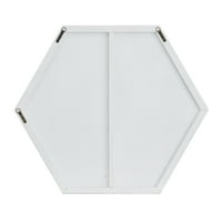 Decmode 40 35 Bijeli šesterokutni zid zrcala s tankim minimalističkim okvirom