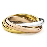 Obalni nakit tri u boji kotrljajući se međusobno povezani prsten od nehrđajućeg čelika