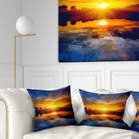 Dizajn Svijetlo žuto zalazak sunca nad jezerom - jastuk za bacanje morske obale - 16x16