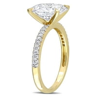 Klasični zaručnički prsten od žutog zlata od 14 karata s moissanitom koji je stvorio npm i dijamantom npm od 1