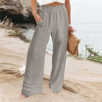 Ljetne hlače za žene, modne ženske široke široke hlače, ravne hlače visokog struka, Ležerne jednobojne hlače