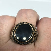 Vintage muški prsten od srebra u gotičkom stilu od srebra s prirodnim crnim oniksom