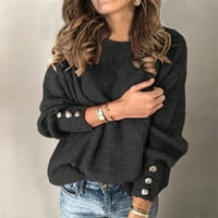 Ženska modna pulover pulover okrugli vrat Topli džemper dugih rukava