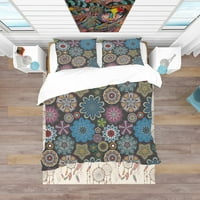 DesignArt 'ukrašena cvjetna tekstura' Boemijski i eklektični pokrivač za pokriće