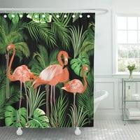 Zelena grana flaminga lišća Monstera tropska palma za tuširanje zavjesa kupaonica zavjesa