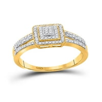 Zaručnički prsten za medeni mjesec s kvadratnim dijamantom od žutog zlata od 10 karata