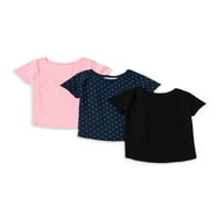 Jednobojne majice kratkih rukava za djevojčice od 3 pakiranja, veličine od 12 m do 5 T