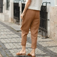 Ženske ležerne hlače žene pamučni džep obrezane hlače za usjev ravne noge dame ležerne duge hlače hlače za žene