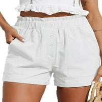 Capreze Women Ljetne kratke hlače Mini hlače s visokim strukom Kratke hlače Labave dno ruffled White s