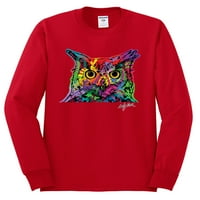 Divlji bobby, šarena neonska sova ljubitelj životinja muški košulja dugih rukava, crvena, mala
