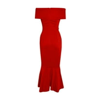 Ženske haljine omotača bez ramena ležerna haljina Slučajna haljina solidne ljetne žene oblačne crvene 2xl