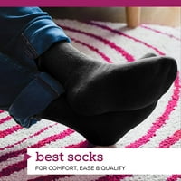 Ne -klipni dijabetički pamučni čarape - labava fit bez vezanja protiv kliznih čarapa za muškarce žene 9-11, crni