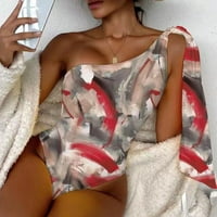Žene jednodijelni fit kontrastni tiskati u boji camisole set za kupaći kostim bez kostija dame visokog struka