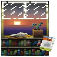 Minecraft-plakat na zidu s prozorom i gumbima, 14.725 22.375