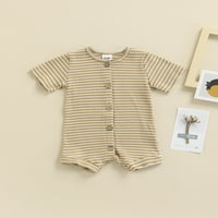 Kombinezon za bebe s vodoravnim prugama s kratkim rukavima, jednoredna ljetna odjeća u ležernom stilu