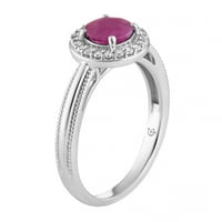 10K bijelo zlato Ruby & Carat T.W. Dijamantni halo prsten