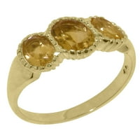 18-karatni prsten od citrina od žutog zlata britanske proizvodnje ženski jubilarni prsten - opcije veličine-veličina