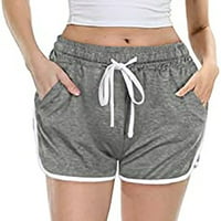 Ženske hlače Prodajne prodaje Žene visoki struk joga hlače Žene zavoj Elastični struk povremene kratke hlače sive