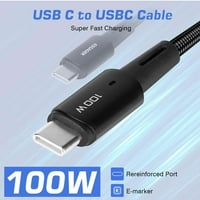 Gradski kabel od 6,6 stopa do 100 vata, od 2 inča. Kabel za punjenje Type C Brzo punjenje za vivo Pro, iPad Pro,