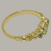 Ženski jubilarni prsten od 18k britanskog žutog zlata s prirodnim opalom i smaragdom - opcije veličine-veličina