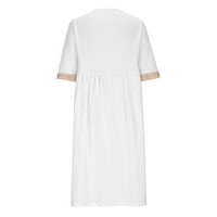 Ljetne haljine ležerna velika široka haljina od pamuka i lana s čipkastim ovratnikom i pet četvrtina rukava srednje