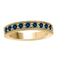 Zaručnički prsten s plavim dijamantom od 10K u cijelom žutom zlatu s Kanalskim zupcem od 10k
