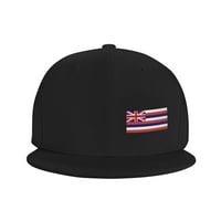 Kapa s ravnim obodom, bejzbolska kapa, bejzbolska kapa, ispis zastave države Havaji, Podesiva Crna bejzbolska