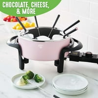 GreenLife Zdravi keramički neljepljivi električni 3QT Fondue Party Set s vilicama u boji, ružičasta