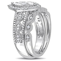 Carat T.W. Diamond Sterling Silver Marquise Halo Bridal Ring