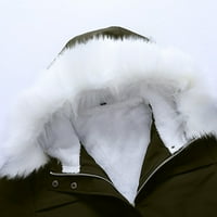 Jednobojna topla zimska jakna s kapuljačom s dugim rukavima za žene vojna zelena Veličina 2 inča
