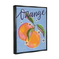 Narančasti citrusni plodovi cvjetni uzorak hrana i pića grafička umjetnost jet crni uokvireni umjetnički print