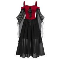 Viktorijanski gotički kostimi vještica, ženska svečana haljina za Noć vještica, Vintage tregeri s ramena, mrežasta