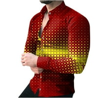 Muške košulje-bluza s dugim rukavima na kopčanje, uklopljeni ležerni print s ovratnikom, za proljeće-jesen, crvena;
