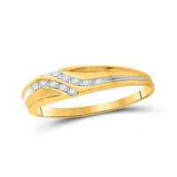 Muški 10K okrugli dijamantni zaručnički prsten od žutog zlata, dvoredni tanki zaručnički prsten;