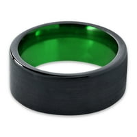 Zaručnički prsten od volframa za muškarce i žene, Zelena, Crna, ravni rez, mat poliranje, doživotno jamstvo