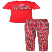 Muška majica medalja NHL-a Detroit Red Kings i flanel pidžama hlače za spavanje