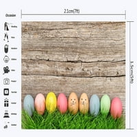 Uskrsna pozadina od 7 do 5 stopa proljetna šarena jaja zeleno travnato polje vremenski istrošena drvena ploča