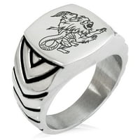 Polirani prsten u biciklističkom stilu s uzorkom Chevron Chimera iz grčke mitologije od nehrđajućeg čelika