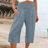 Naughtyhood Women Casual hlače Elastični struk Ljetne hlače široke noge s džepovima za čišćenje džepova