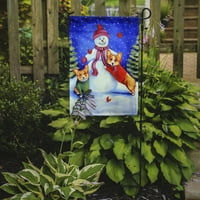 7048-zastava-roditeljski snjegović s Corgi zastavom, višebojni