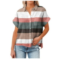 Ženski vrhovi kratki rukavi žene bluze ležerne tiskane majice s V-izrezom ljetne tunične košulje multicolor xl