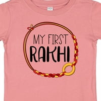 Moja prva narukvica Rakhi, crvena i zlatna narukvica Raksha Bandhan kao poklon majici za dječaka ili djevojčicu